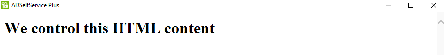 Controlling HTML content in the ADSelfService web browser