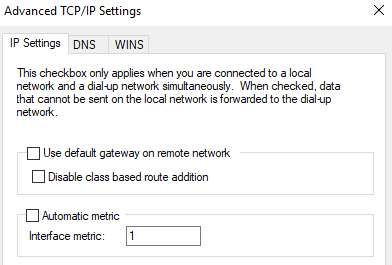 Changing the interface metric