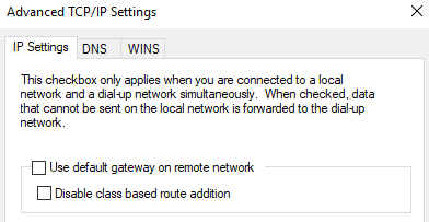 Disabling the default route