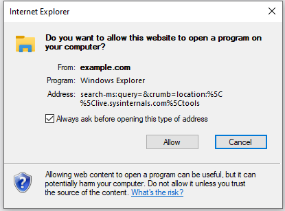 Chrome warning message